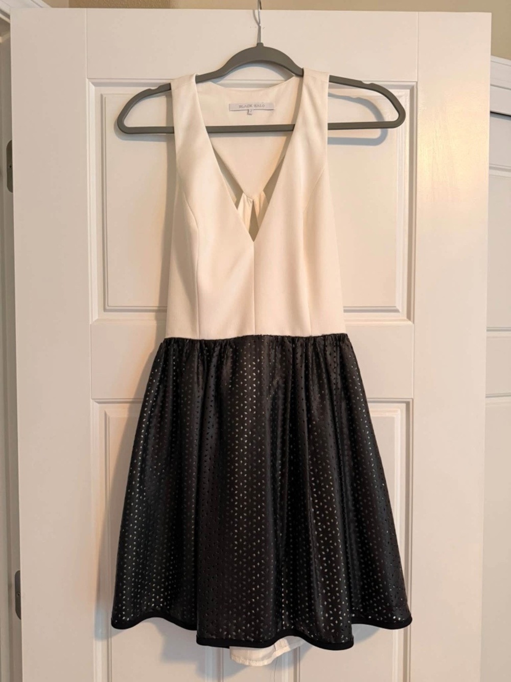 Black Halo White & Black Mini Dress